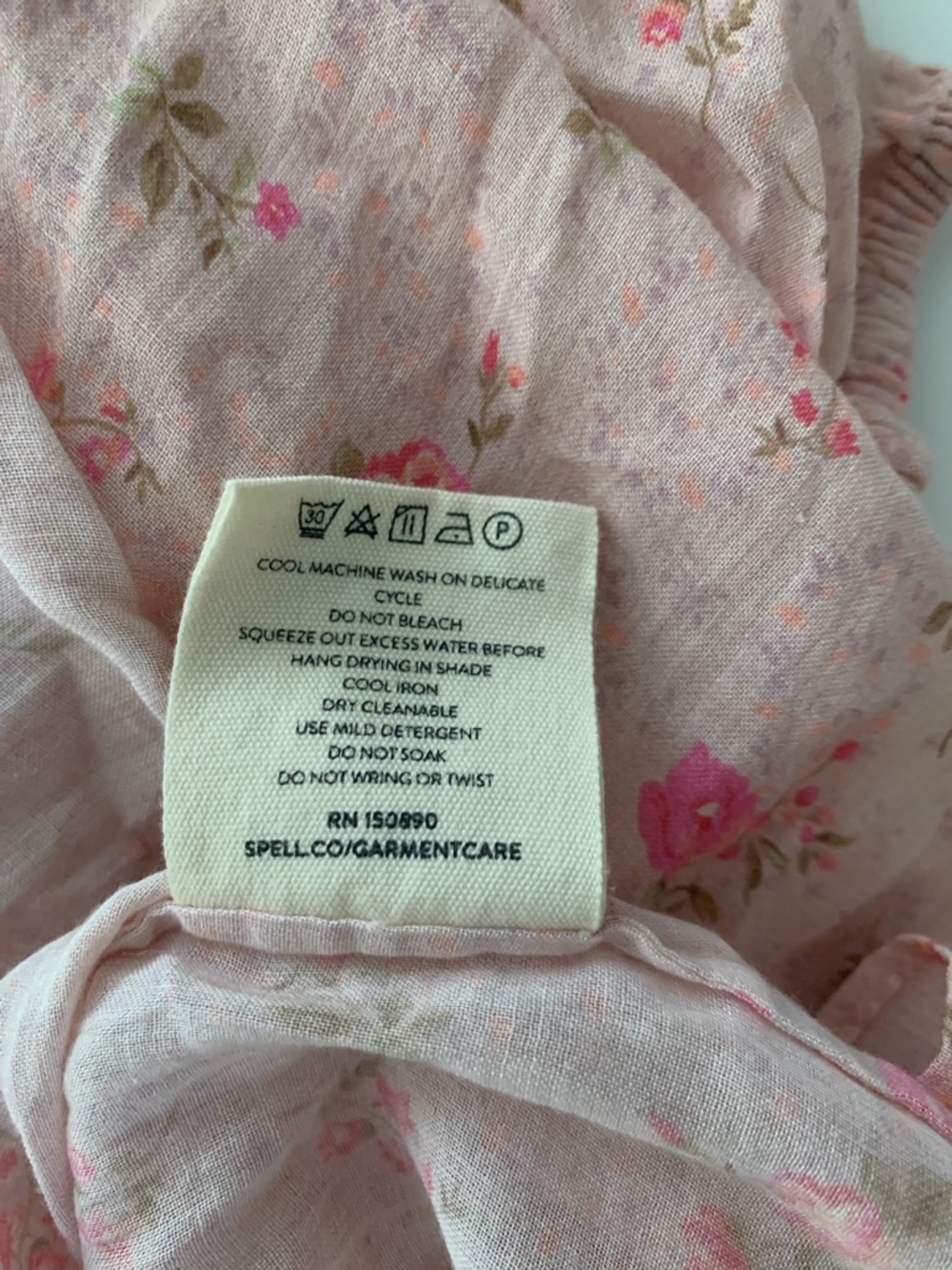 SPELL Fleur Ruffle Gown Pink Champagne Floral Ruffle Maxi Dress - Size Medium - Picture 10 of 13